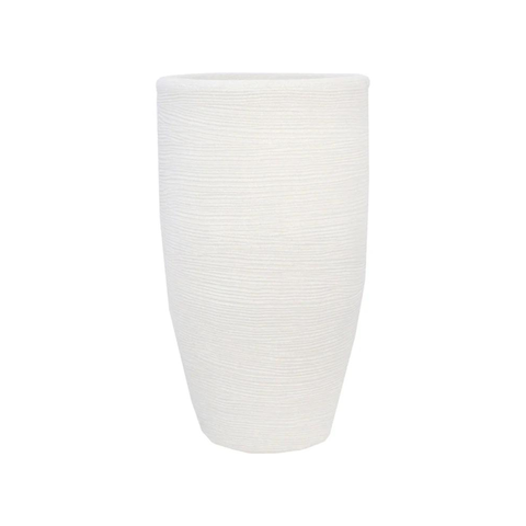 Simegarden Vasar Vaso Alto Shabby Tronco Conico 40 cm / Bianco perla